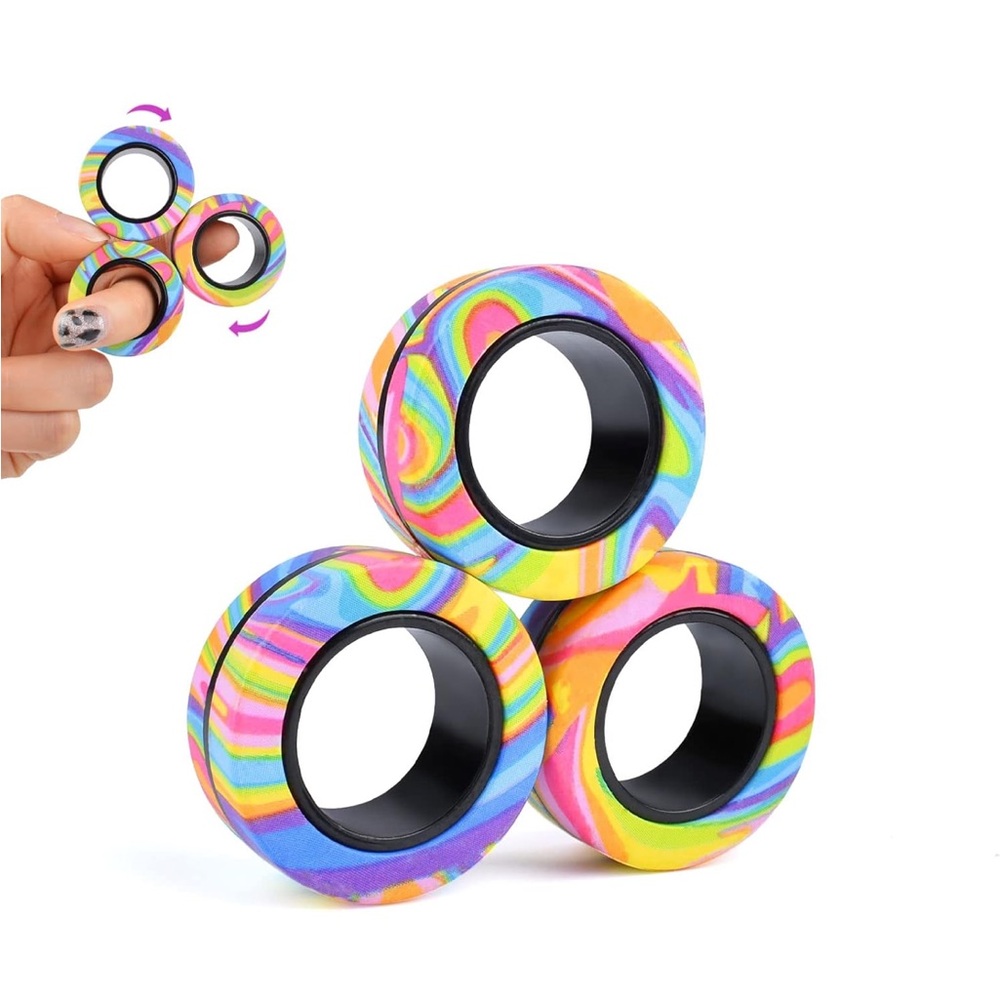 Rainbow Magnetic Stress Fidget Rings set of 3